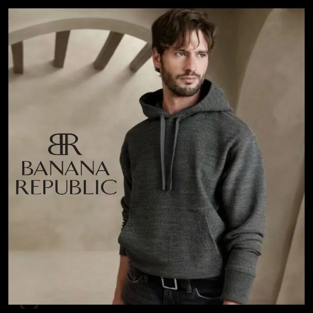 Banana Republic 2023 Tristan Boucle Pullover Hoodie Brown‎ Size M Minimalist
